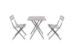Table avec 2 Chaises en Acier avec Traitement Anti-Corrosion