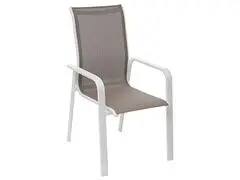 Fauteuil Noisette Haut Dossier Empilable Alfa en Aluminium
