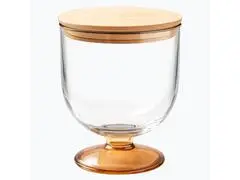 Cloche Acrylique avec Couvercle en Bambou Miel 80cl