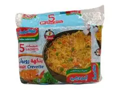 Lot de Nouilles Instantanées Goût Crevettes Indomie 5 unités de 85g.
