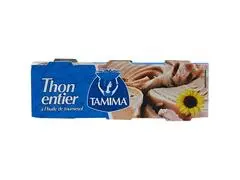 Pack de Trois Conserves de Thon Entier à l'Huile de Tournesol Tamima 80g.