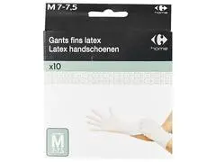 Gants en latex Carrefour 10 pièces