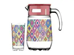 Carafe en Verre Imprimé Tandra 1L avec 6 Verres