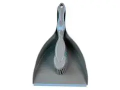 Lot de Balai et Pelle en Plastique Gris et Bleu Kasa