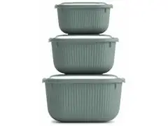 Set de Boîtes Alimentaires Plastique Carrées Line 0,6 L-1-1,8 L 3 pièces