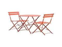 Ensemble Bistrot Corail en Acier et Laque en Poudre