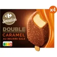 Glaces Batonnets Double Caramel Beurre Sale Chocolat Carrefour Sensation