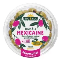 Olives Dénoyautées à la Mexicaine Doux Oignon, Tomates, Cumin et Piment de Cayenne SUD & SOL