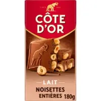 Tablette De Chocolat Lait Noisettes Entieres Cote D Or