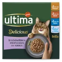 Patee Pour Chat Adulte Sterilise En Sauce Poulet Boeuf Thon Poisson Ultima