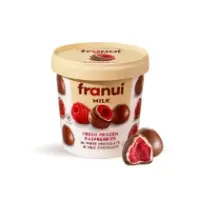 Framboises Enrobees Chocolat Blanc Et Lait Franui