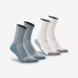 2 paires de chaussettes de randonnée tiges hautes enfant MH100 grises
