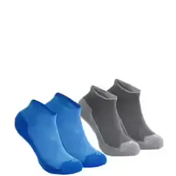 Chaussettes de randonnée enfant MH100 Bleues/Grises en lot de 2 paires