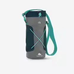 Housse isotherme pour gourde randonnée 1,2 à 1,5 litre gris/bleu