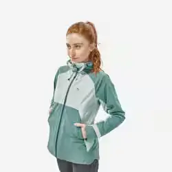 Veste de randonnée montagne imperméable femme, MH500 vert