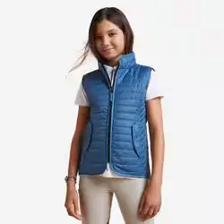 Doudoune équitation veste sans manche enfant - 100 bleu tempête