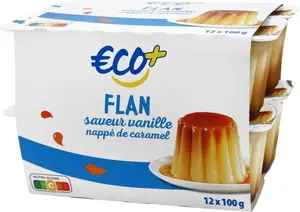 Flan vanille nappé caramel - 12 x 100 g - ECO +