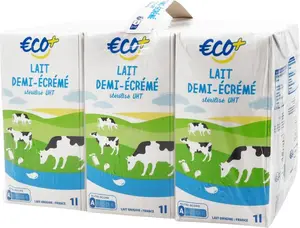 Lait demi écrémé en brique - 1 l - ECO +