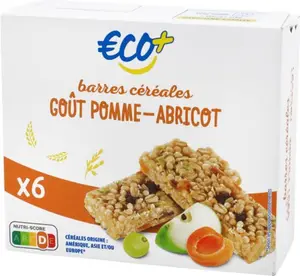 Barres céréales goût pomme abricot x 6 - 126 g - ECO +