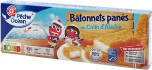 Bâtonnets panés de colin d'Alaska MSC x15 - 450 g - PECHE OCEAN