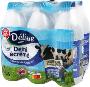 Lait demi écrémé en bouteille - 6 x 1 l - DELISSE