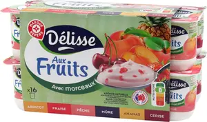 Yaourt aux fruits avec morceaux - 16 x 125 g - DELISSE