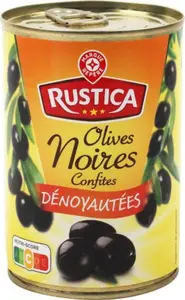 Olives noires confites dénoyautées boîte - 180 g - RUSTICA