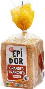 Pain de mie grandes tranches complet x14 - 550 g - EPI D'OR