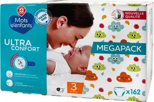Couches Ultra Confort Midi Taille 3 - 4/9kg x162 - MOTS D'ENFANTS