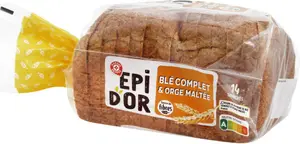 Pain de mie blé complet et orge maltée x14 - 500 g - EPI D'OR