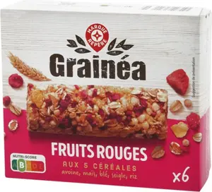 Barres céréales fruits rouges x6 - 126 g - GRAINEA