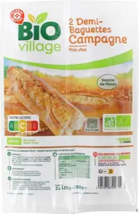 Demi-baguettes campagne précuites bio x2 - 250g - BIO VILLAGE