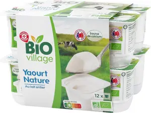 Yaourt nature bio - 12 x 125 g - BIO VILLAGE