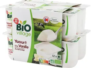 Yaourt à la vanille bio - 12 x 125 g - BIO VILLAGE