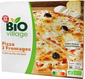 pizza 3 fromages bio cuite au feu de bois - 380 g - BIO VILLAGE