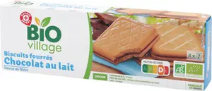 Goûters au blé complet fourrés chocolat au lait bio - 185 g - BIO VILLAGE