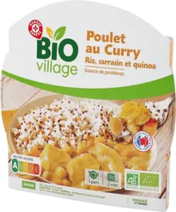 Poulet au curry avec riz, quinoa et sarrasin Bio - 300G - BIO VILLAGE