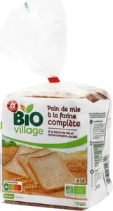 Pain de mie à la farine complète bio x14 - 500 g - BIO VILLAGE