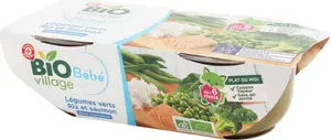 Bol légumes verts, riz et saumon dès 6 mois bio - 2 x 200 g - BIO VILLAGE
