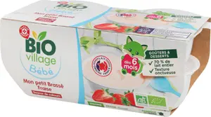 Brassé fraise dès 6 mois bio - 4 x 100 g - BIO VILLAGE