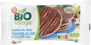 Galettes de maïs nappées de chocolat au lait bio - 100 g - BIO VILLAGE