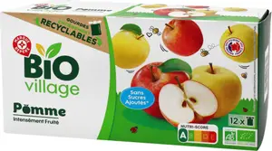Gourdes sans sucres ajoutés pomme bio - 12 x 90 g - BIO VILLAGE
