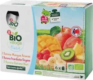 Gourdes sans sucres ajoutés multi variétés fruits exotiques dès 6 mois bio - 6 x 90 g - BIO VILLAGE