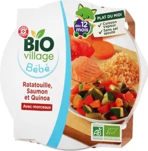 Assiette ratatouille, saumon et quinoa dès 12 mois bio - 230 g - BIO VILLAGE