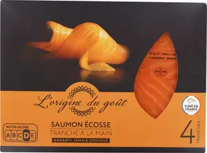 saumon Atlantique élevé en Ecosse fumé à la ficelle x 4 tranches - 140 g - L'ORIGINE DU GOUT
