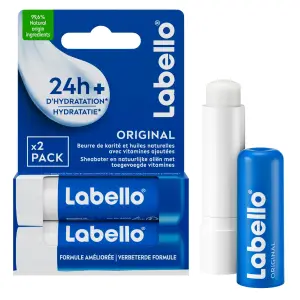 LABELLO Stick soin des lèvres beurre de karité et huiles naturelles 2 sticks