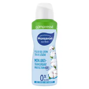 MONSAVON Déodorant spray compressé anti-transpirant 48h à la fleur de coton 100ml