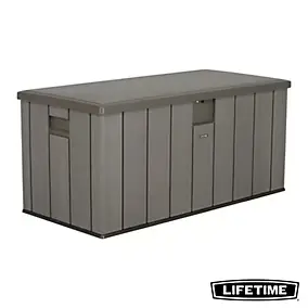 Coffre de jardin résine effet bois 567 L, L.150 x l.72 x H.69 cm, Lifetime 60215