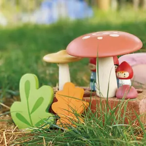 Famille de gnomes et forêt en bois