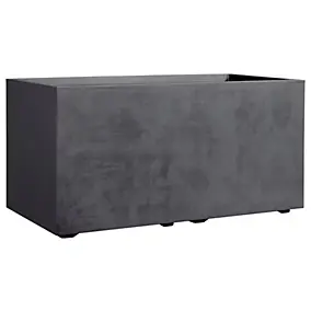 Jardinière plastique gris anthracite 79 x 39 cm avec réserve d'eau